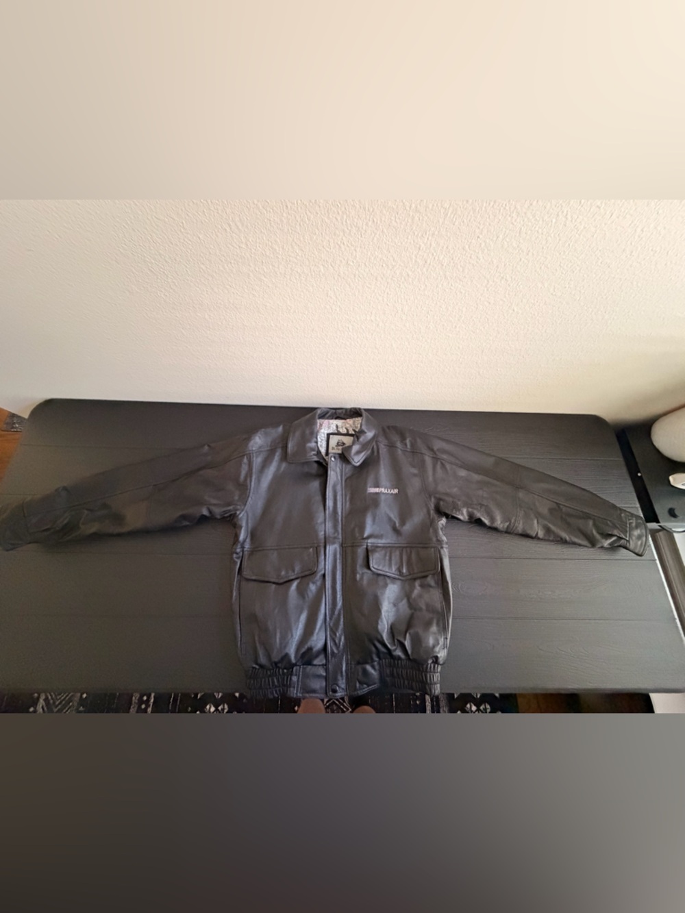 Men's Black Leather Bomber Jacket - Tailored Varsity Style